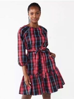 NWT Draper James Plaid Bow Back Dress size XS